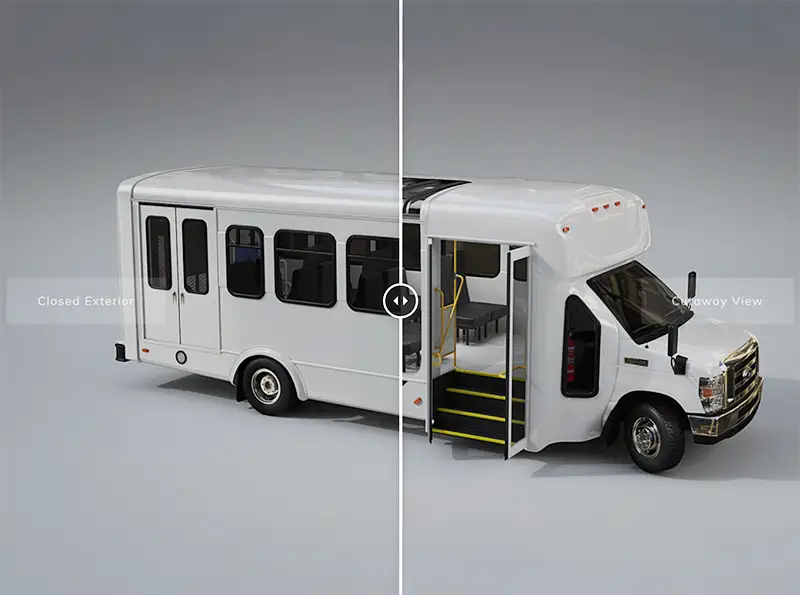 Before and after of a Cutaway Bus